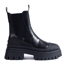 Botas Chelsea de mujer Shelovet negras con plataforma negro