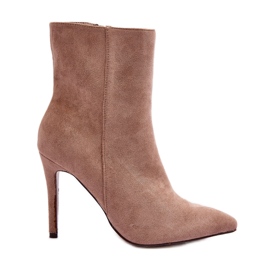 FB2 Botas de tacón alto de ante beige Eberpia