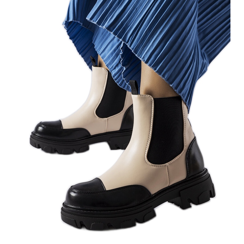 Inna Botas sin cordones en negro y beige de Albany Inna Botas sin cordones en negro y beige de Albany