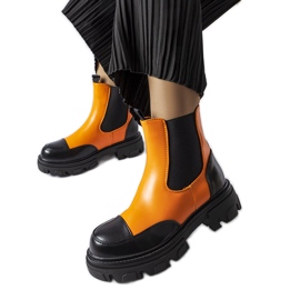 Botas sin cordones en negro y naranja de Albany