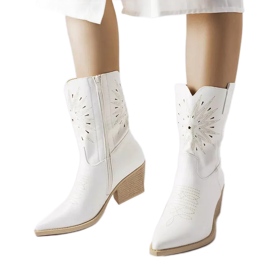 Botas cowboy blancas Leopardi con parte superior adornada blanco