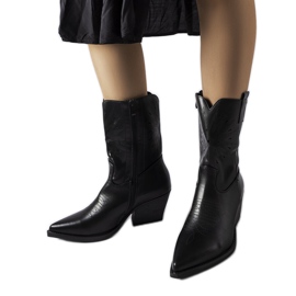 Botas de vaquero negras con parte superior Leopardi adornada negro