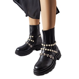 Botines negros decorados con perlas Callicratide