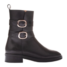 Marco Shoes Botas con hebilla dorada. negro