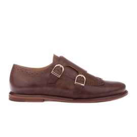 Marco Shoes Monjes de piel auténtica marrón