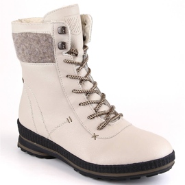 Botas de mujer cómodas de piel con aislamiento beige Rieker Z2405-60