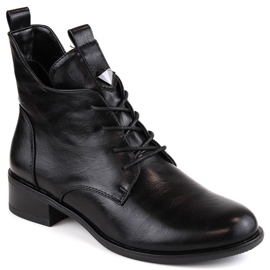 M. DASZYŃSKI Botas de mujer con cordones y cremallera con aislamiento negro M.Daszyński SA198-24
