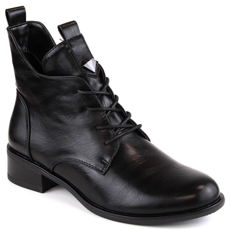 M. DASZYŃSKI Botas de mujer con cordones y cremallera con aislamiento negro M.Daszyński SA198-24
