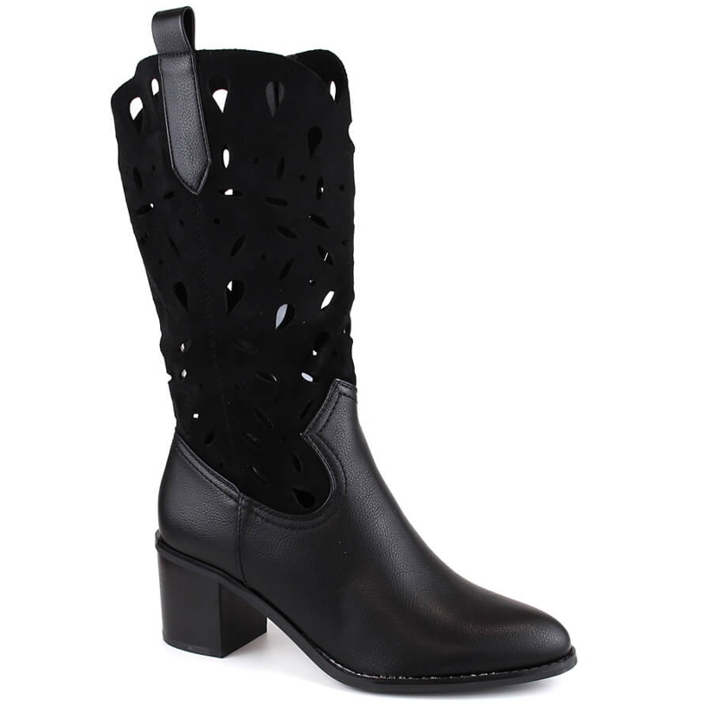 M. DASZYŃSKI Botas cowboy cálidas caladas de mujer negras M.Daszyński MR2337-3 negro