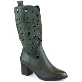 M. DASZYŃSKI Botas cowboy cálidas caladas de mujer verde M.Daszyński MR2337-3