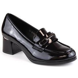 Mocasines de mujer lacados con tacón alto negro Potocki SZ12155