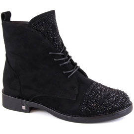 Botas de mujer con circonitas negras Potocki SZ12178 negro