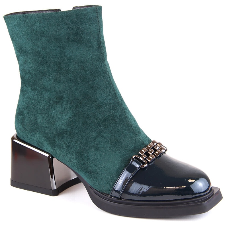 Botas de mujer con tacón decorativo verde D&amp;A S.Barski Premium Collection MR870-70
