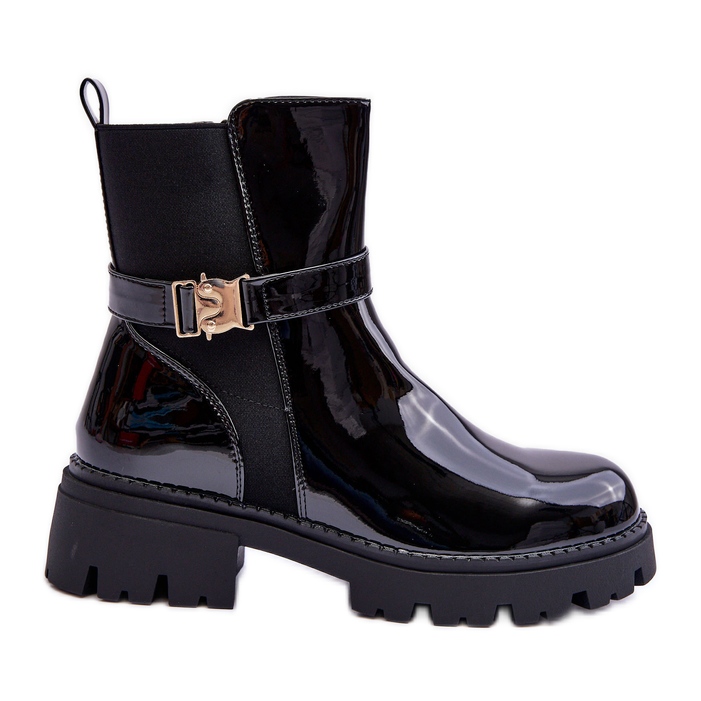 FB2 Botas Jodhpur Mujer Lacadas Negro Elspetia