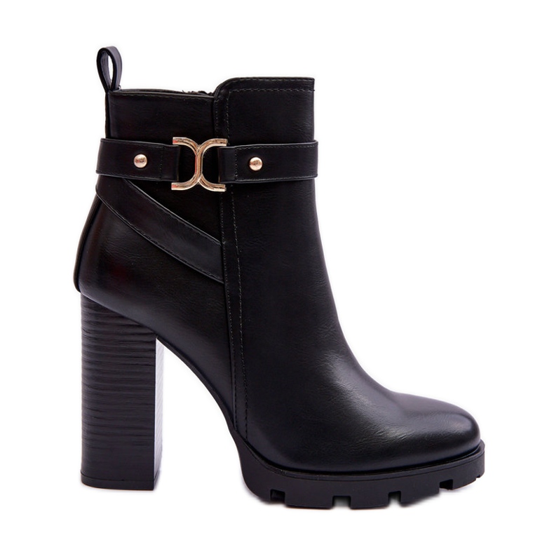 FB2 Botas Tacón De Piel Negro Liani