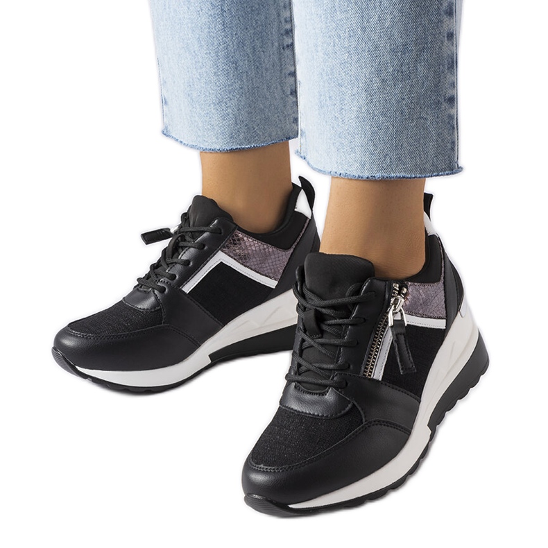Inna Zapatillas con cuña negras de Deodata negro