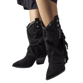 Botas cowboy de ante negras con borlas de Soeurs negro