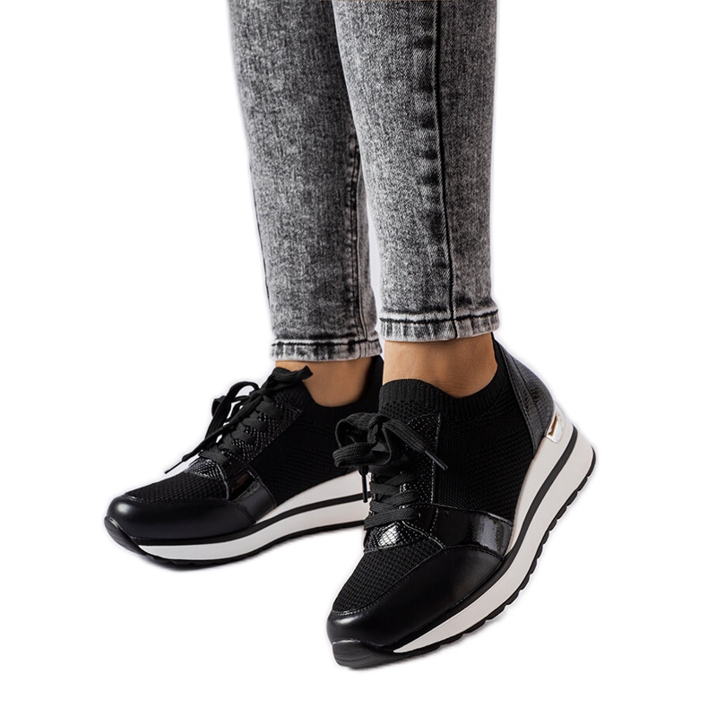 Inna Zapatillas con cuña negras de Bellante negro Inna Zapatillas con cuña negras de Bellante negro