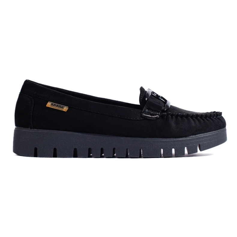 Goodin Mocasines de ante negro con suela gruesa.
