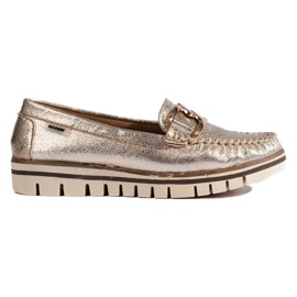 Mocasines cómodos dorados con cadena Shelovet