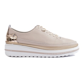 SHELOVET Zapatos de mujer de piel beige con plataforma Shlovet.
