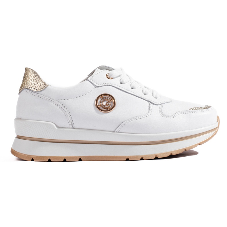 Zapatillas deportivas con plataforma en piel blancas de Shelovet blanco