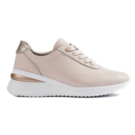Zapatillas con cuña de cuero beige de Shelovet