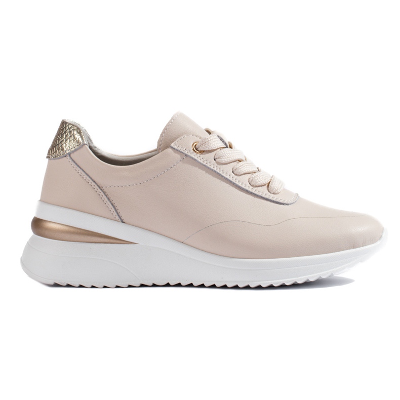Zapatillas con cuña de cuero beige de Shelovet