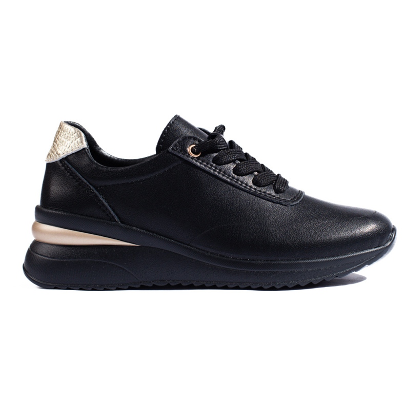Zapatillas con cuña de cuero negras de Shelovet negro