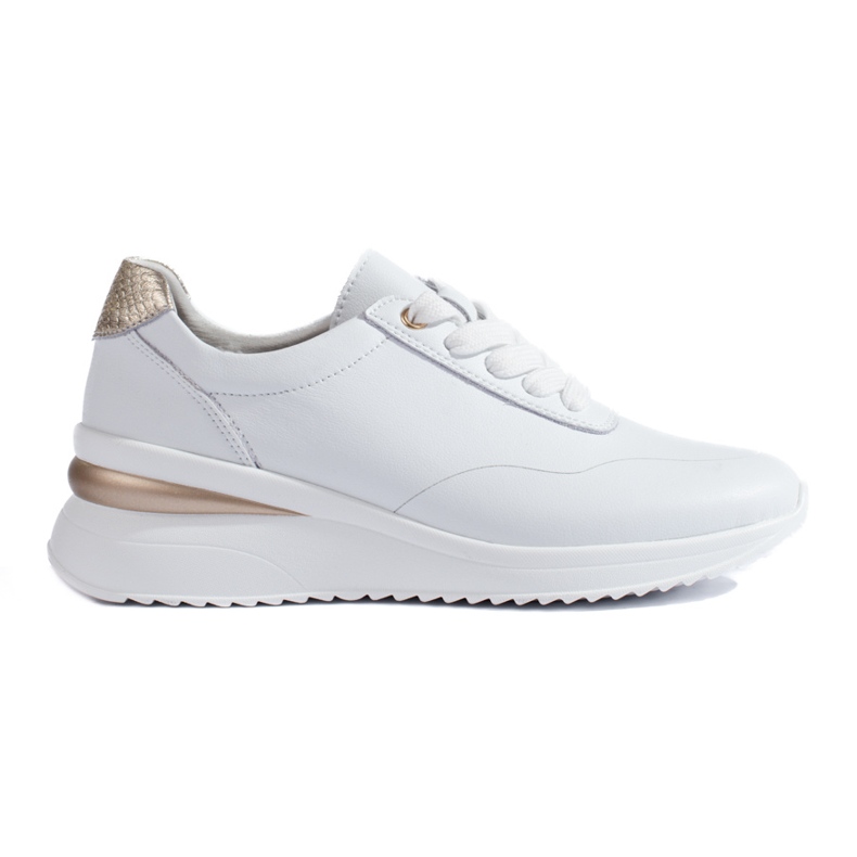SHELOVET Deportivas mujer cuña Welovet de piel en color blanco
