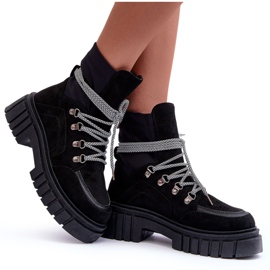 FB3 Botas de ante con cordones para mujer Black Acorn negro