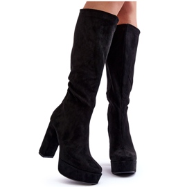 Botas por encima de la rodilla con tacón negro y plataforma Baldrema