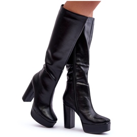 Botas por encima de la rodilla con tacón negro y plataforma Baldrema