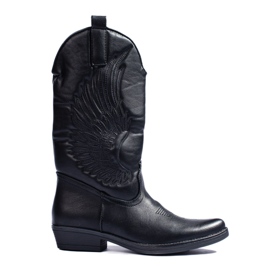 Shelovet botas cowboy de mujer negras con tacón negro