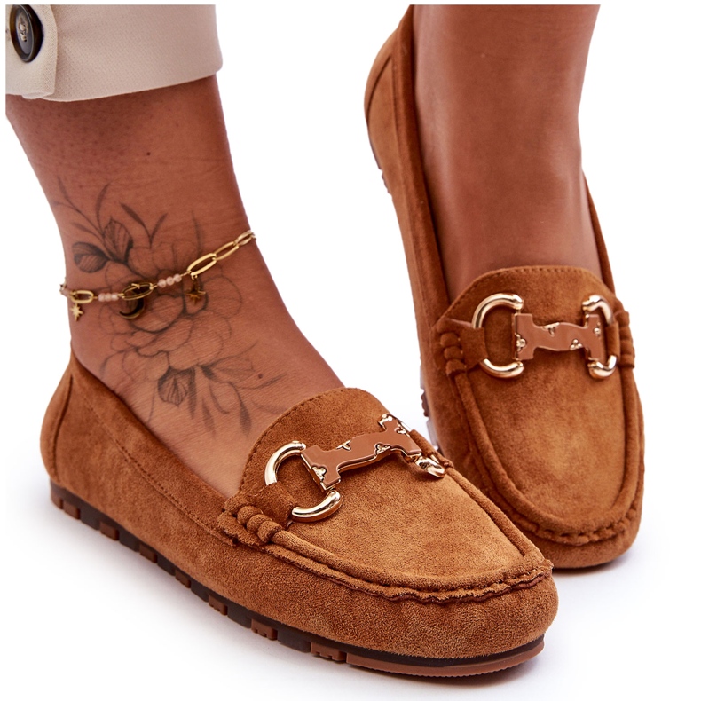 Super Mode Mocasines Mujer Ante Con Adorno Marrón Dionira