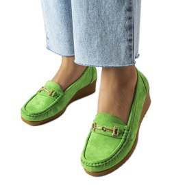 Mocasines con cuña de ante verdes de Canis