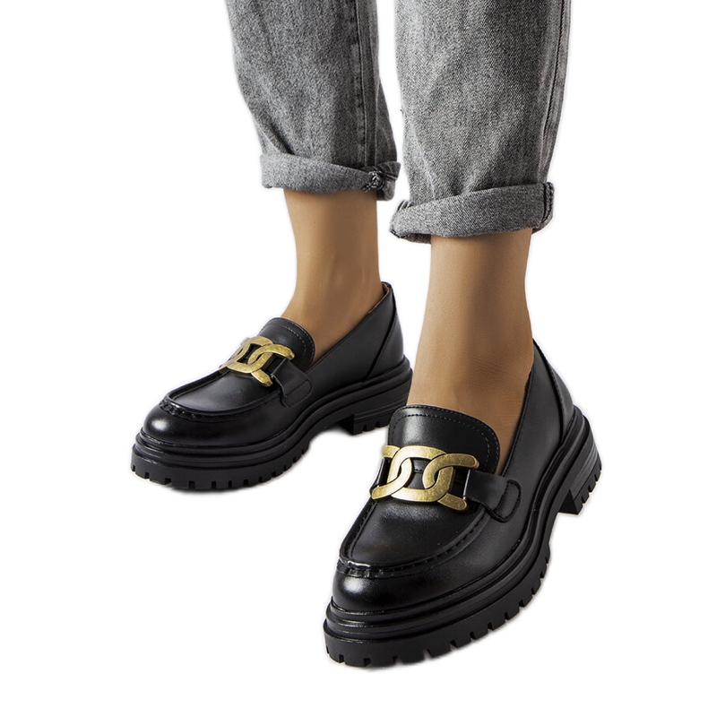 Mocasines negros decorados con hebilla Schlanders