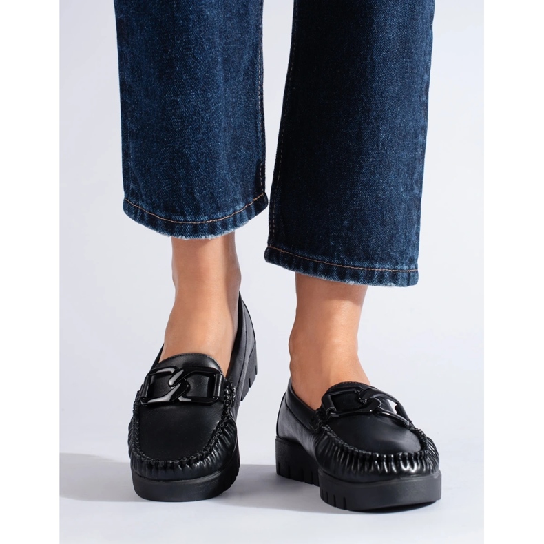 Goodin Mocasines de piel ecológica negros