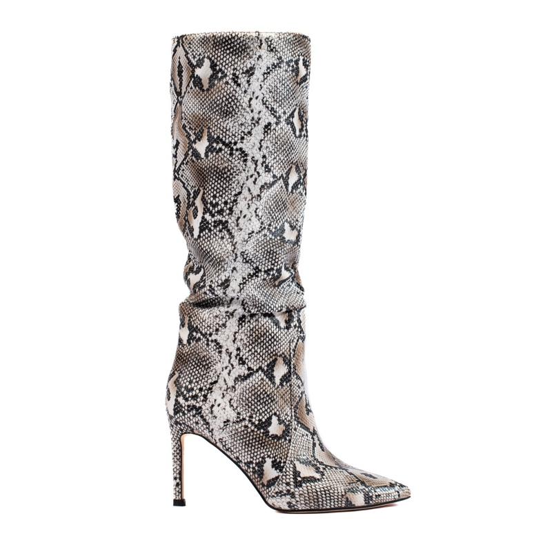 Botas Shelovet con tacón de serpiente negro
