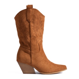 Botas cowboy Shelovet de ante marrón para mujer