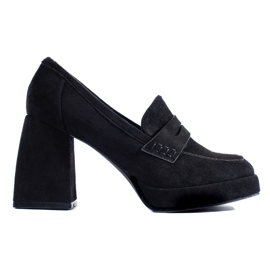 Botas Shelovet de ante negro con tacón ancho de aguja