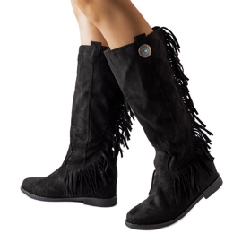 Botas de cuña cubiertas negras de Lecore negro