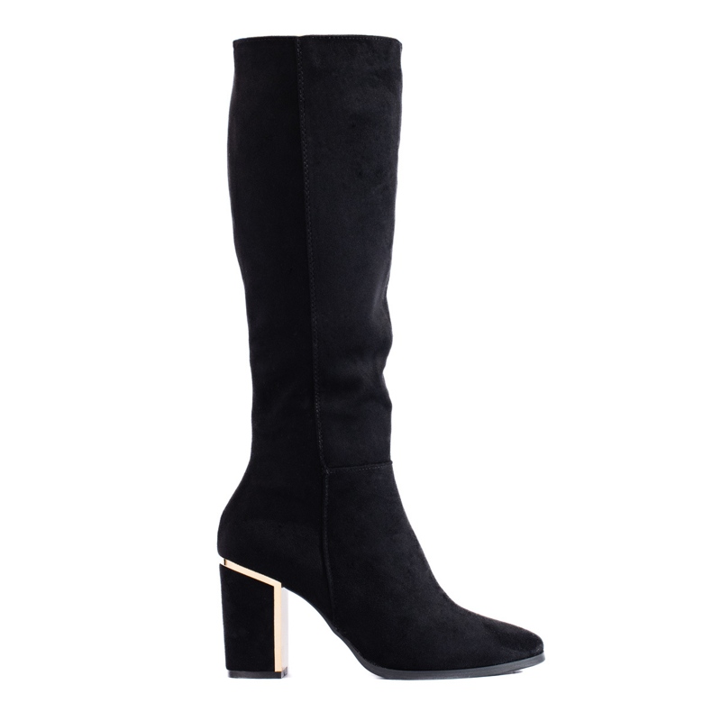 Botas Shelovet de tacón alto de ante elegante negro
