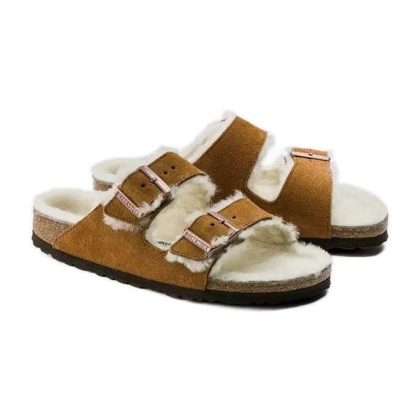 Chanclas Birkenstock Arizona Shearling Mink W 1001135 marrón