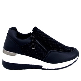 Deportivas mujer cuña negra brillo negro Deportivas mujer cuña negra brillo negro