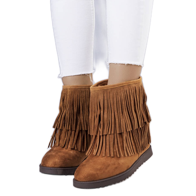 Botas de cuña marrones con borlas de Rivière marrón Botas de cuña marrones con borlas de Rivière marrón