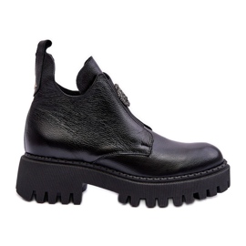Lemar Botines Mujer Piel Con Adorno Negro Lusanna