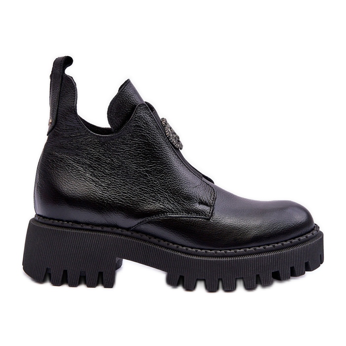 Lemar Botines Mujer Piel Con Adorno Negro Lusanna