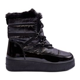 News Botas de nieve de mujer con cordones y pelo negro Lexxina