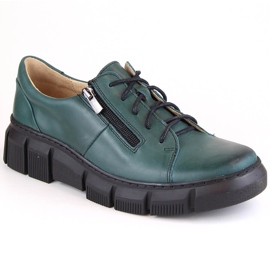 Zapatos mujer cómodos de piel con plataforma, verde Helios 413.56 Zapatos mujer cómodos de piel con plataforma, verde Helios 413.56
